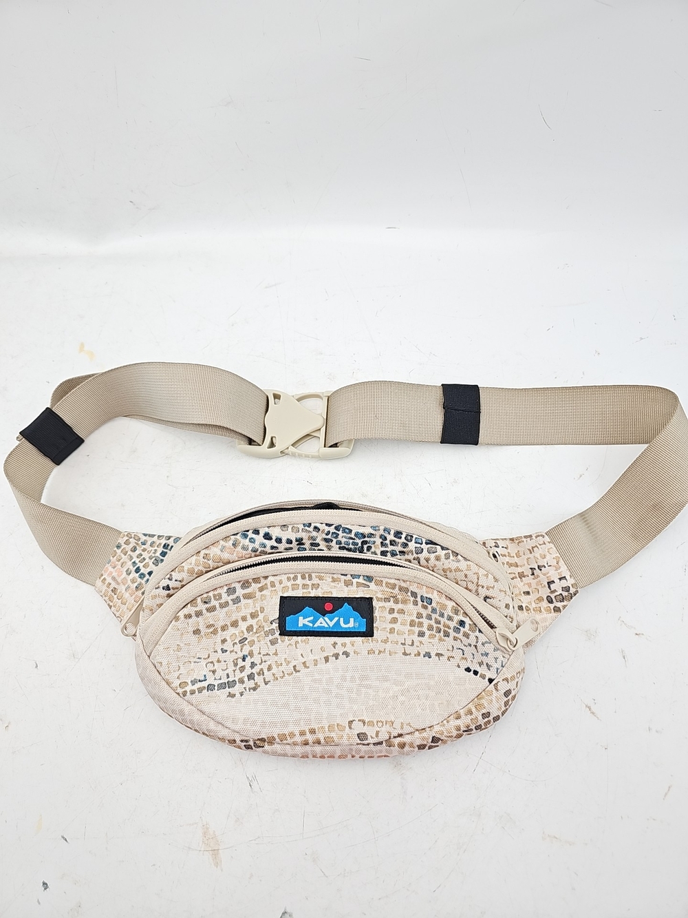 Kavu Beige Snake-Print Belt Bag